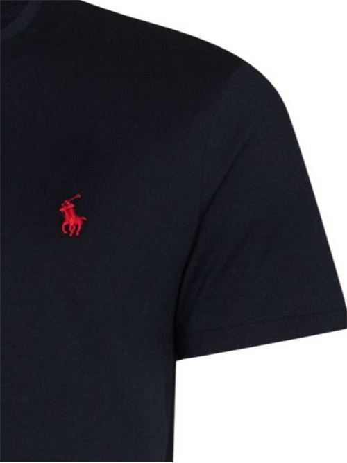 T-shirt in cotone blu inchiostro con logo Polo Ralph Lauren | 710680785004